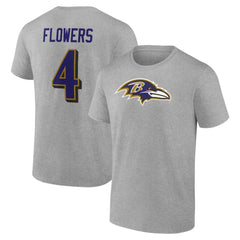 Zay Flowers Baltimore Ravens Icon Player Name & Number T-Shirt - Gray discount