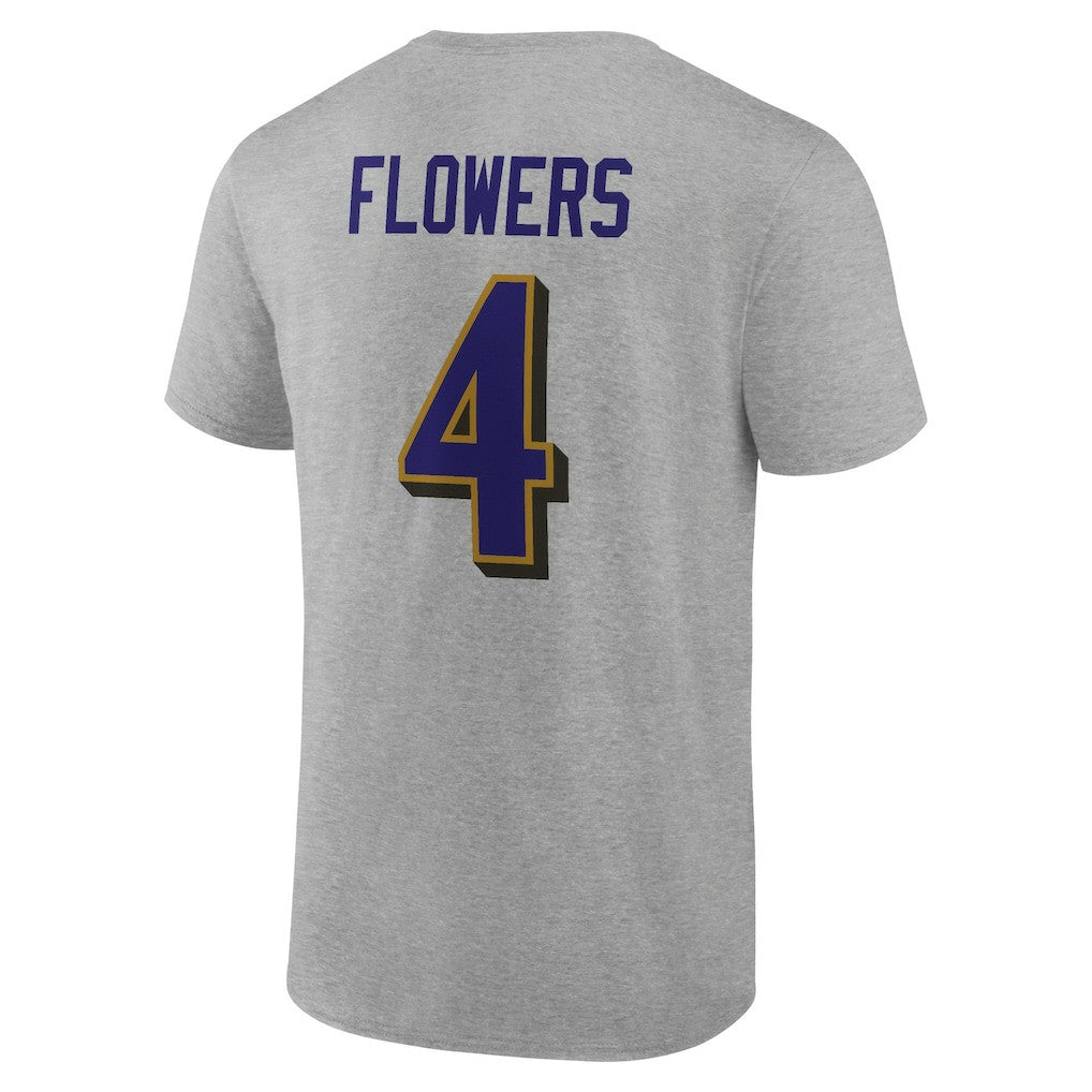 Zay Flowers Baltimore Ravens Icon Player Name & Number T-Shirt - Gray discount