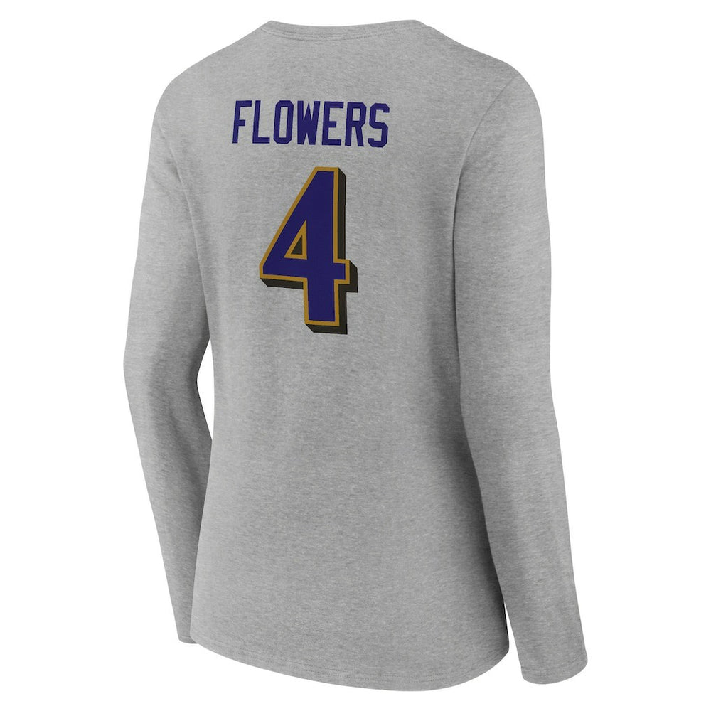 Zay Flowers Baltimore Ravens Women's Icon Player Name & Number Long Sleeve V-Neck T-Shirt - Gray discount