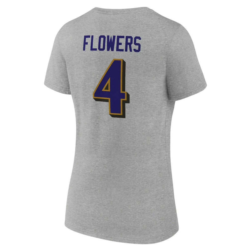 Zay Flowers Baltimore Ravens Women's Icon Player Name & Number V-Neck T-Shirt - Gray cheap