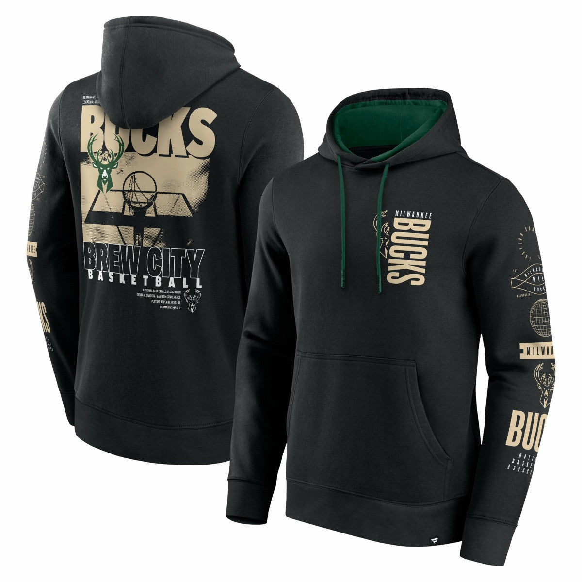 Milwaukee Bucks Game Time Crossover Pullover Hoodie - Black | Fanatics for sale