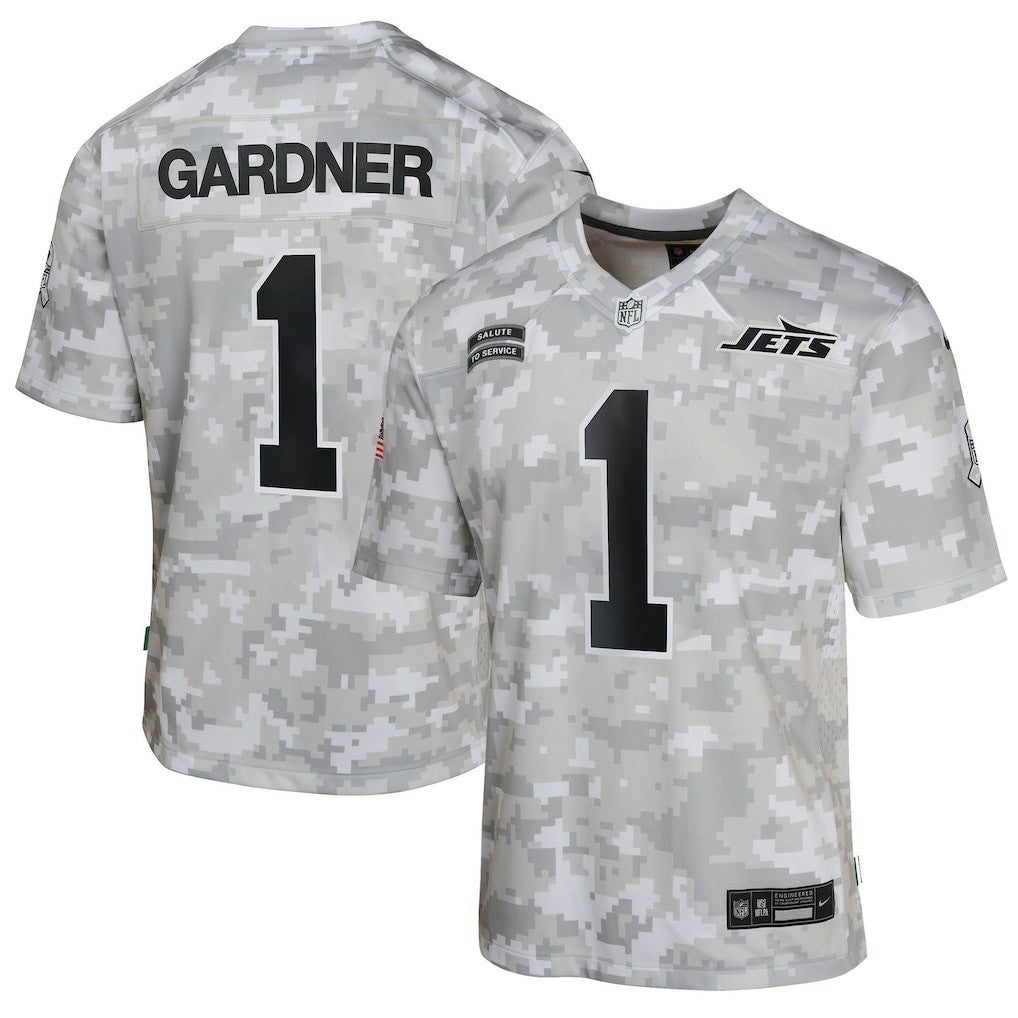 Sauce Gardner New York Jets Youth 2024 Salute to Service Game Jersey - Arctic Camo | Nike on sale
