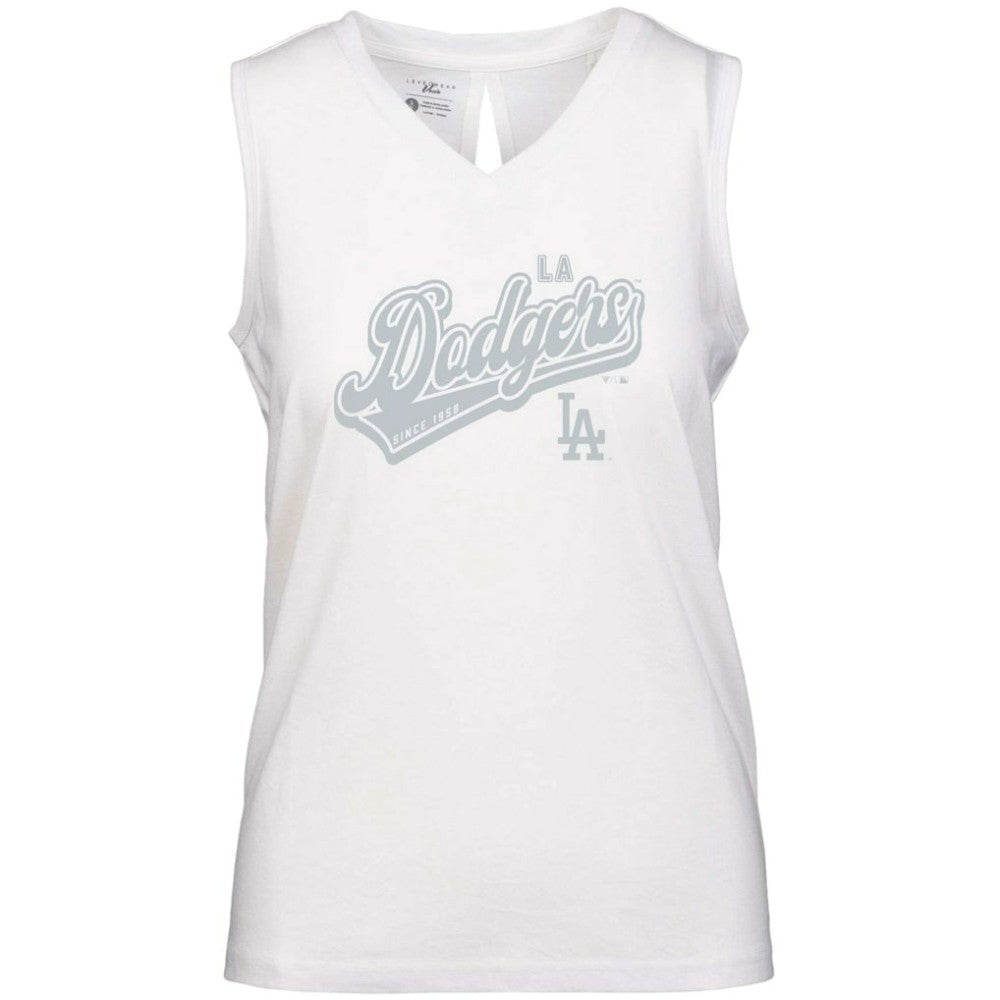 Los Angeles Dodgers Levelwear Women's  Paisley Sweep V-Neck Tank Top - White