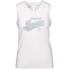 Milwaukee Brewers Levelwear Women's  Paisley Sweep V-Neck Tank Top - White