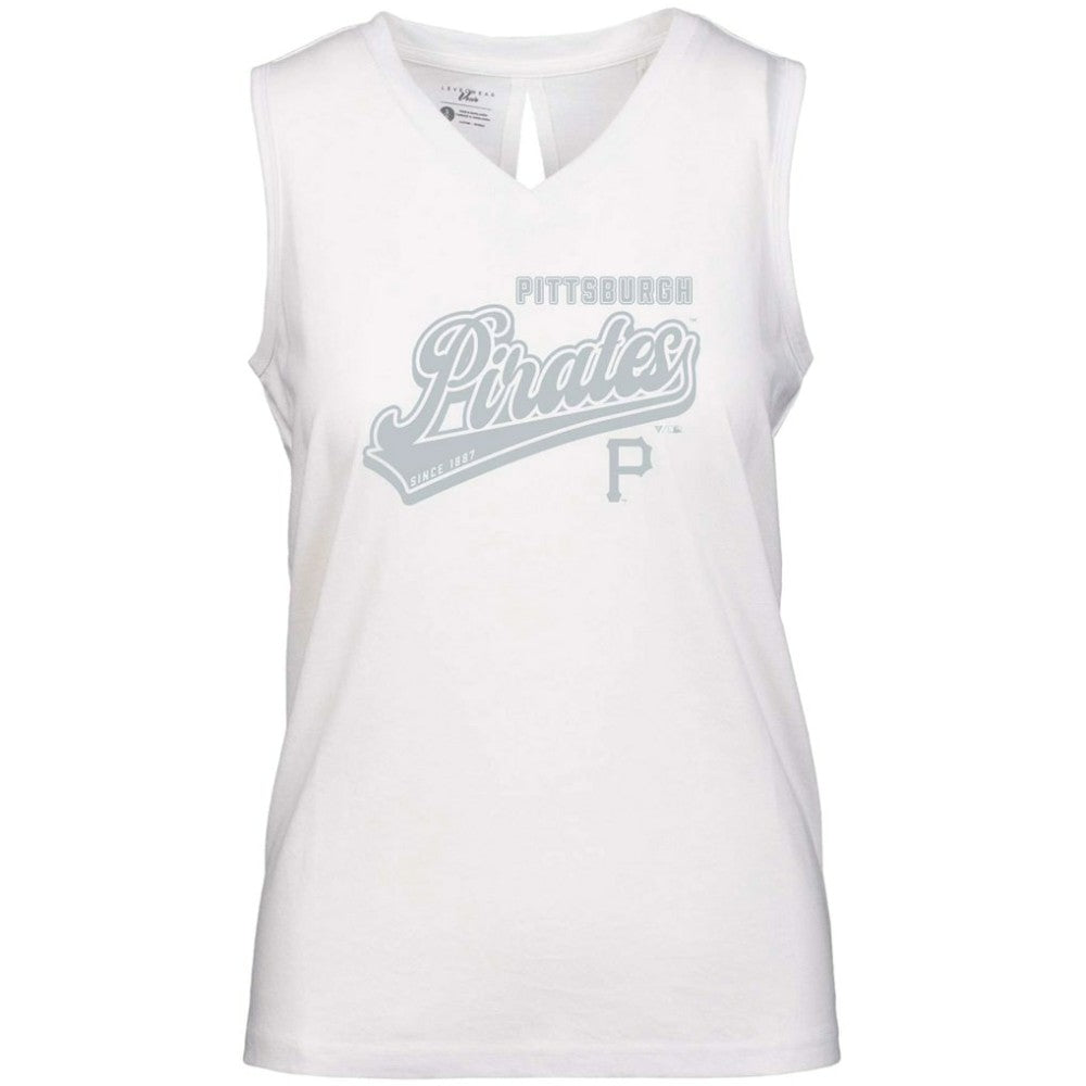 Pittsburgh Pirates Levelwear Women's  Paisley Sweep V-Neck Tank Top - White