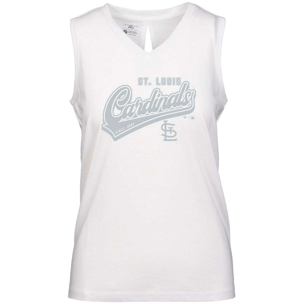 St. Louis Cardinals Levelwear Women's  Paisley Sweep V-Neck Tank Top - White