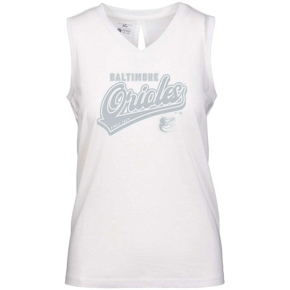 Baltimore Orioles Levelwear Women's  Paisley Sweep V-Neck Tank Top - White