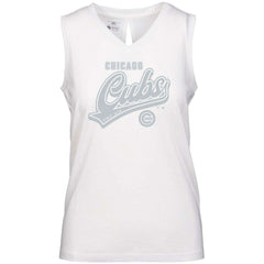 Chicago Cubs Levelwear Women's  Paisley Sweep V-Neck Tank Top - White
