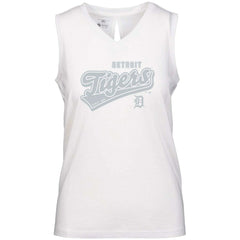 Detroit Tigers Levelwear Women's  Paisley Sweep V-Neck Tank Top - White