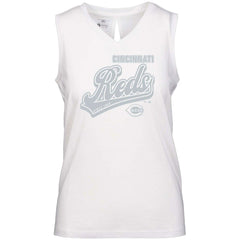 Cincinnati Reds Levelwear Women's  Paisley Sweep V-Neck Tank Top - White