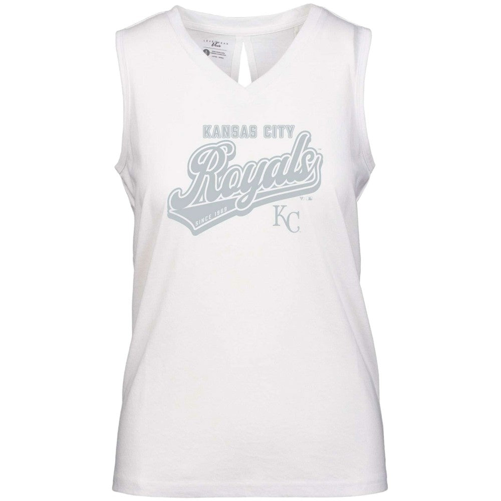 Kansas City Royals Levelwear Women's  Paisley Sweep V-Neck Tank Top - White