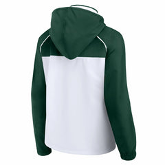 Milwaukee Bucks Women's Anorak Raglan Full-Zip Hoodie Jacket - White/Hunter Green | Fanatics outlet