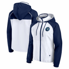 Minnesota Timberwolves Women's Anorak Raglan Full-Zip Hoodie Jacket - White/Navy | Fanatics sale