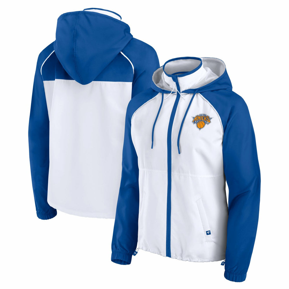 New York Knicks Women's Anorak Raglan Full-Zip Hoodie Jacket - White/Blue | Fanatics on sale