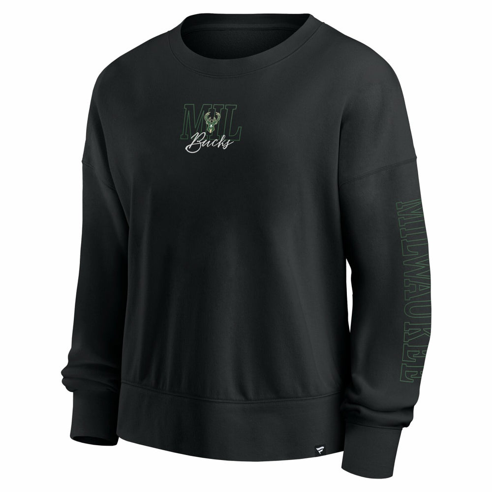Milwaukee Bucks Women's Oversized Game Day Pullover Sweatshirt - Black | Fanatics outlet