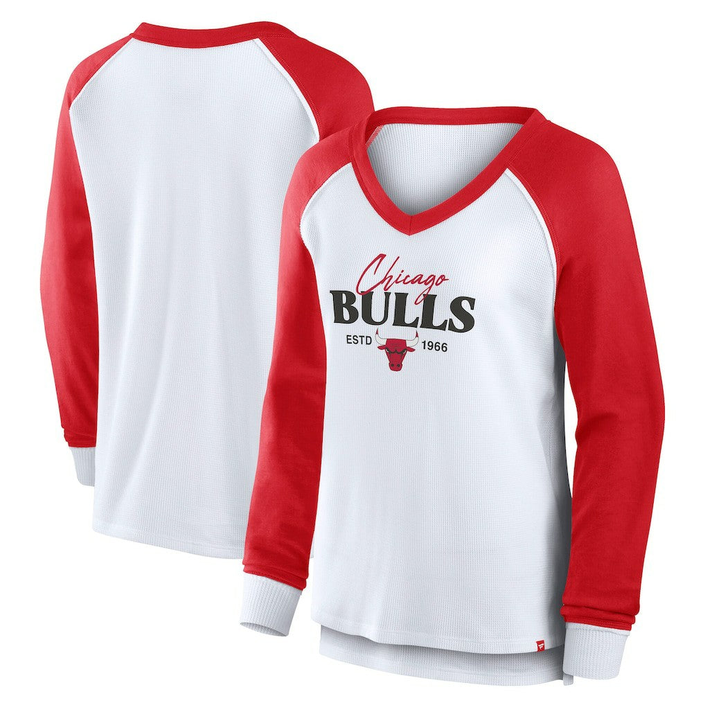 Chicago Bulls Women's Open Lane Waffle Long Sleeve V-Neck T-Shirt sale - White | Fanatics discount
