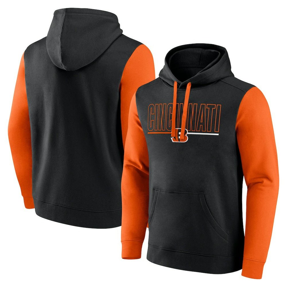 Cincinnati Bengals Outline Pullover Hoodie - Black/Orange discount
