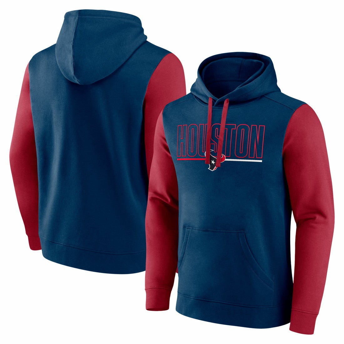 Houston Texans Outline Pullover Hoodie - Navy/Red outlet