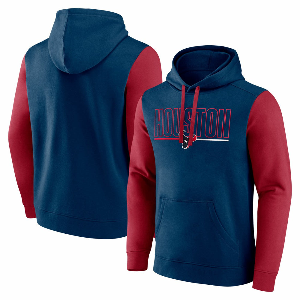 Houston Texans Outline Pullover Hoodie - Navy/Red outlet