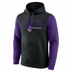 Sacramento Kings Logo Athletic Outline Colorblock Pullover Hoodie - Black on sale