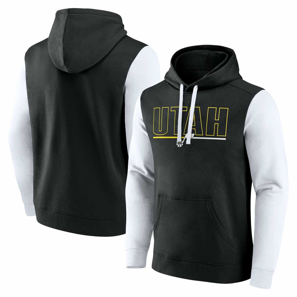 Utah Jazz Logo Athletic Outline Colorblock Pullover Hoodie - Black discount