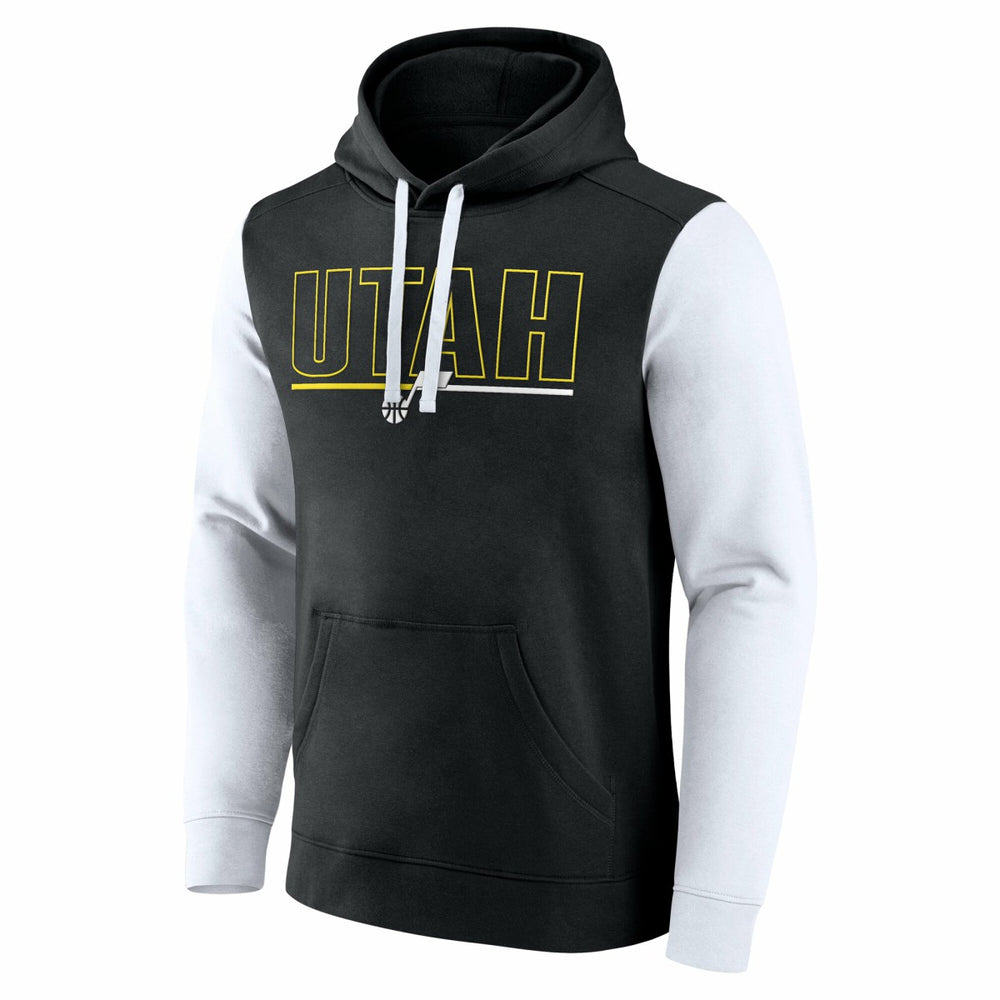 Utah Jazz Logo Athletic Outline Colorblock Pullover Hoodie - Black discount