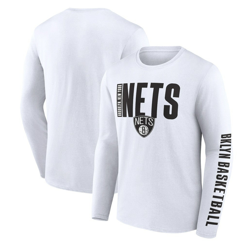 Brooklyn Nets Logo Athletic Vision Long Sleeve T-Shirt - White outlet