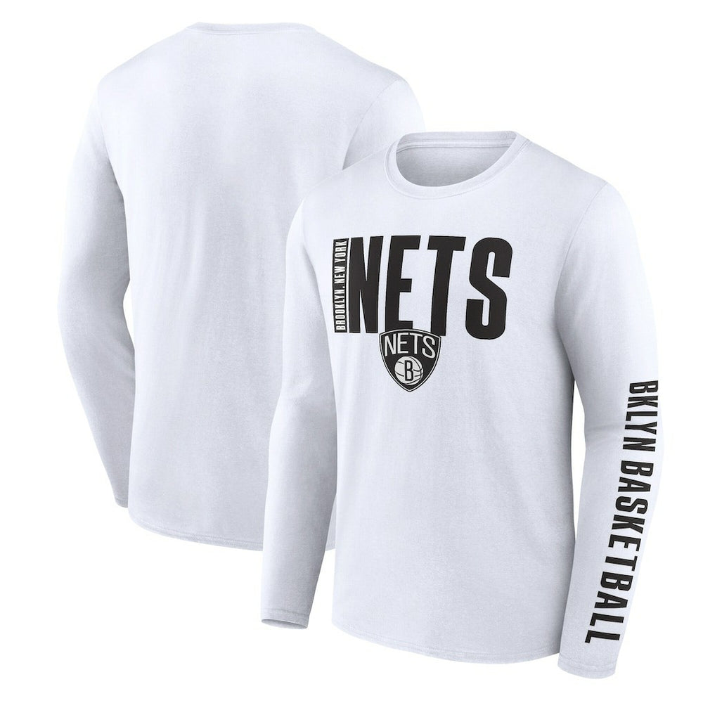 Brooklyn Nets Logo Athletic Vision Long Sleeve T-Shirt - White outlet