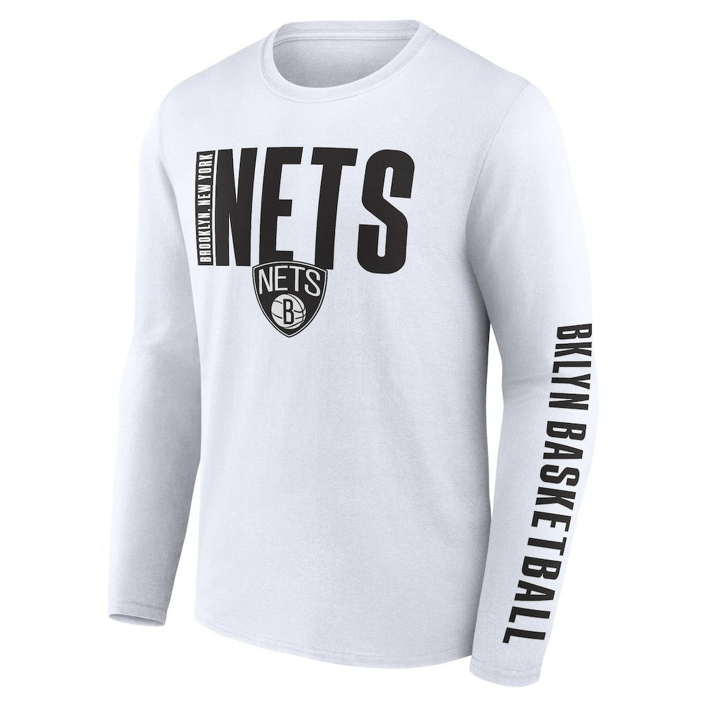 Brooklyn Nets Logo Athletic Vision Long Sleeve T-Shirt - White outlet