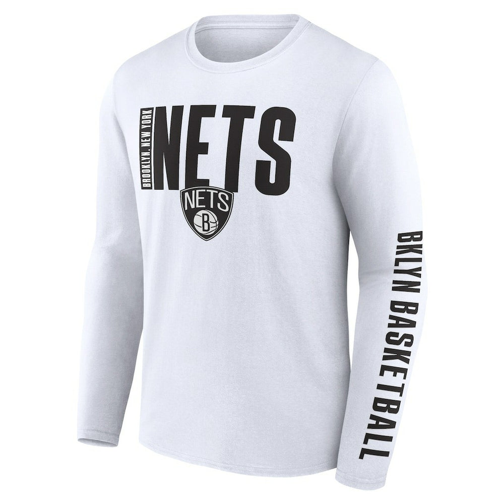 Brooklyn Nets Logo Athletic Vision Long Sleeve T-Shirt - White outlet