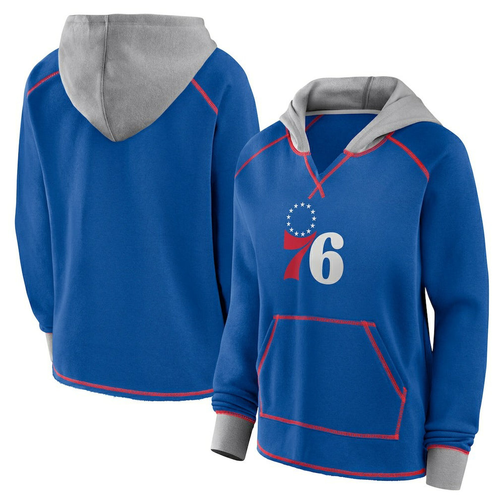 Philadelphia 76ers Logo Athletic Women's Boom Pullover Hoodie - Royal on sale