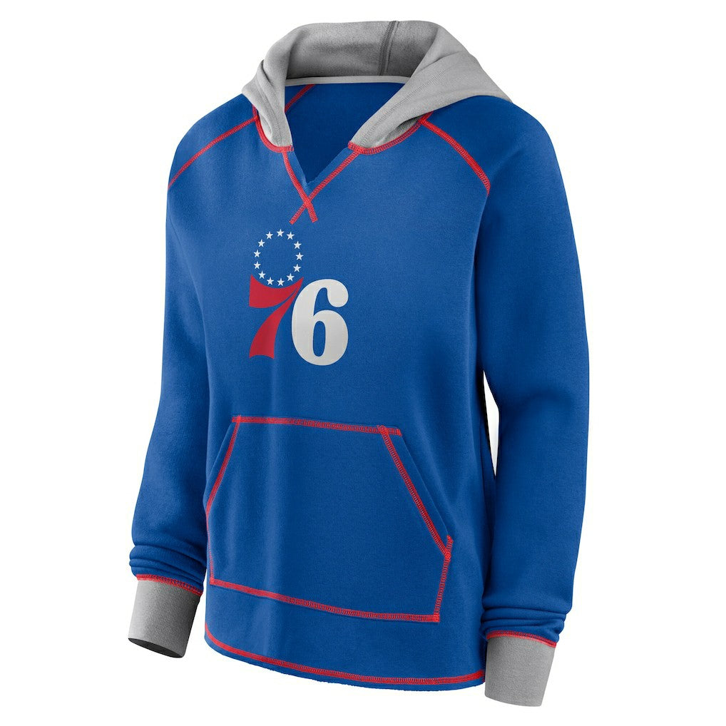 Philadelphia 76ers Logo Athletic Women's Boom Pullover Hoodie - Royal on sale