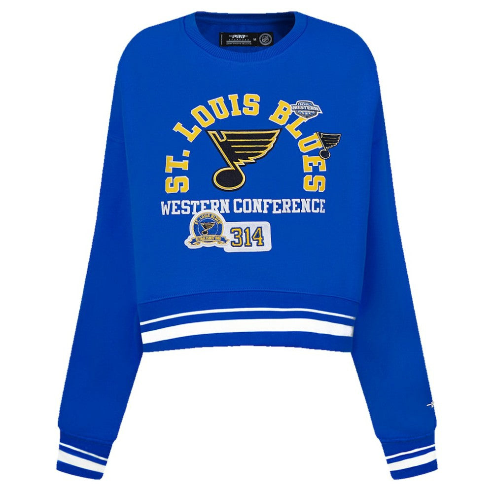 St. Louis Blues Pro Standard Women's Area Code Cropped Pullover Sweatshirt Blue