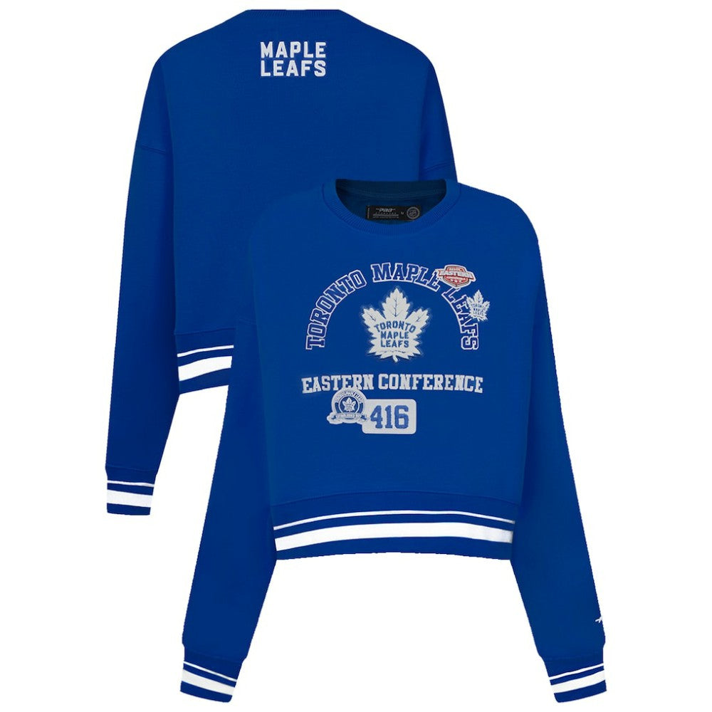 Toronto Maple Leafs Pro Standard Women's Area Code Cropped Pullover Sweatshirt Blue