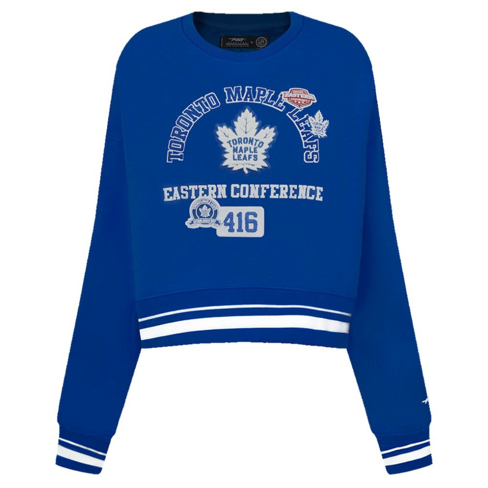 Toronto Maple Leafs Pro Standard Women's Area Code Cropped Pullover Sweatshirt Blue