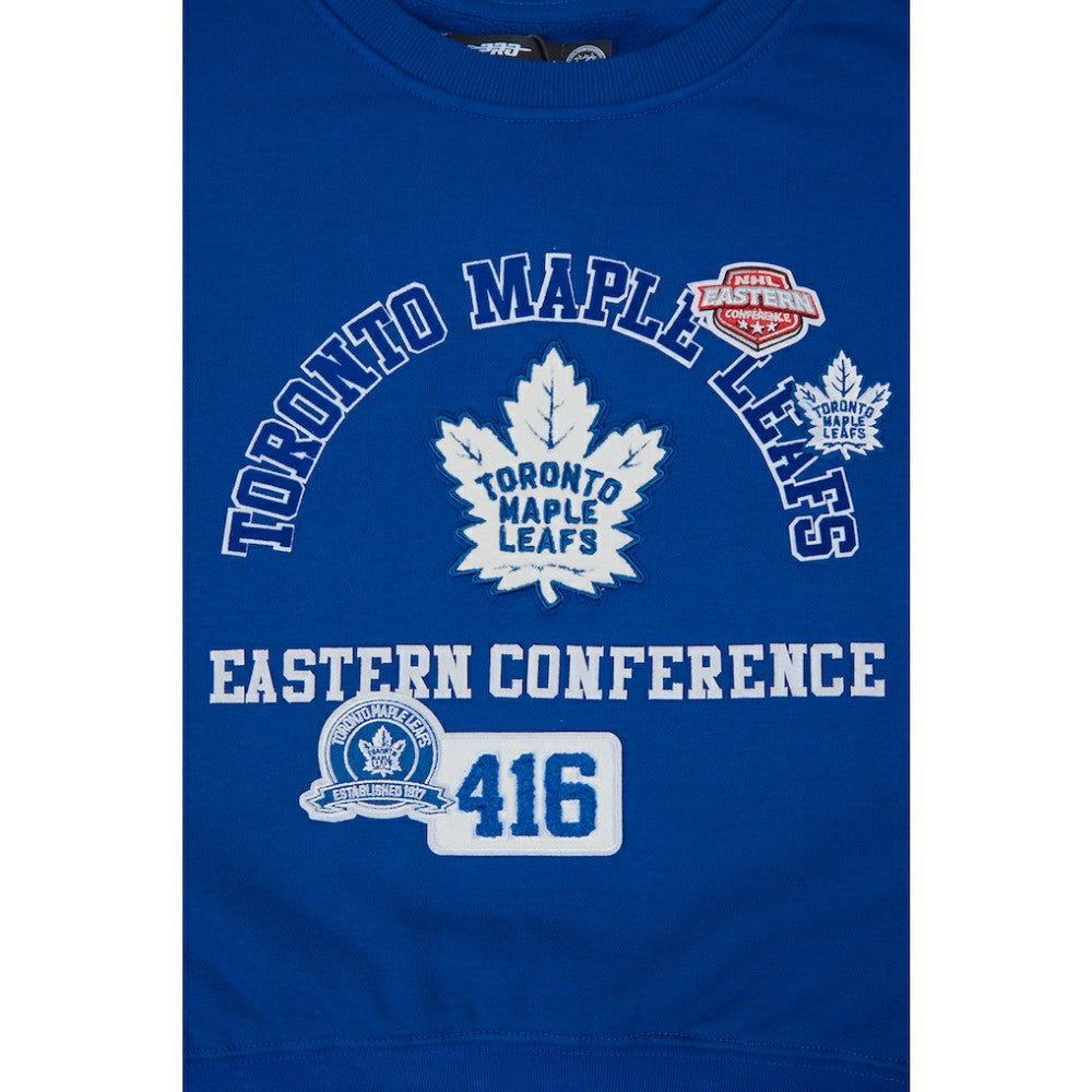 Toronto Maple Leafs Pro Standard Women's Area Code Cropped Pullover Sweatshirt Blue