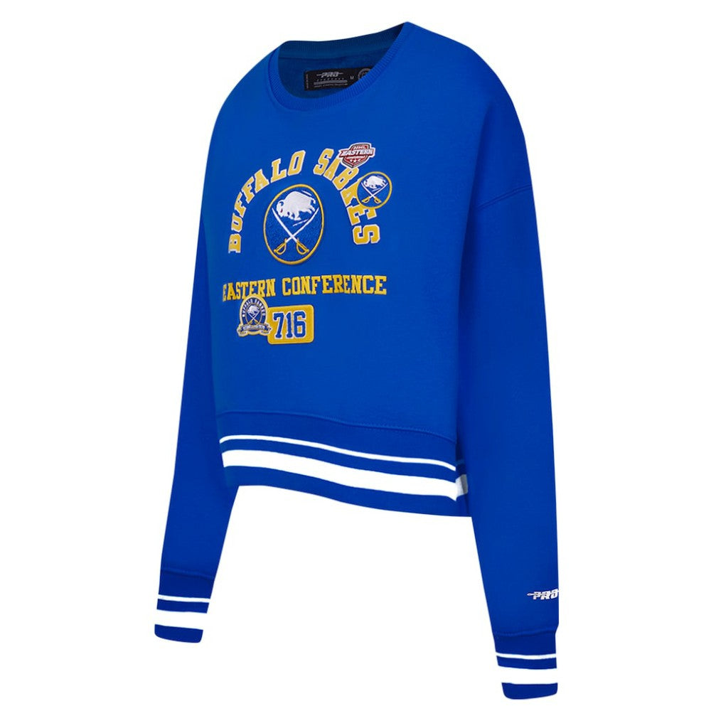 Buffalo Sabres Pro Standard Women's Area Code Cropped Pullover Sweatshirt Royal