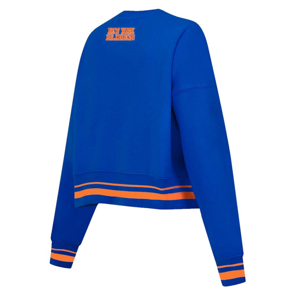 New York Islanders Pro Standard Women's Area Code Cropped Pullover Sweatshirt Royal