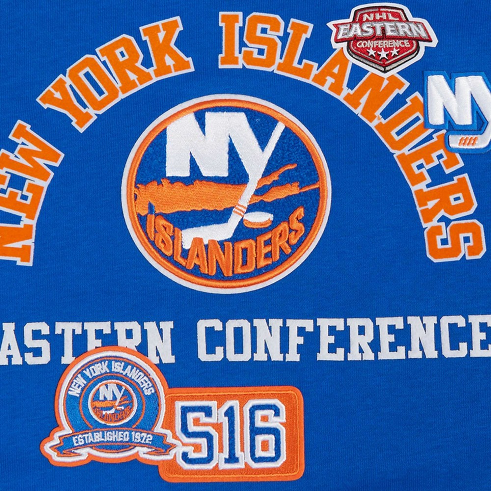New York Islanders Pro Standard Women's Area Code Cropped Pullover Sweatshirt Royal