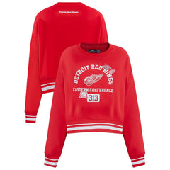 Detroit Red Wings Pro Standard Women's Area Code Cropped Pullover Sweatshirt Red