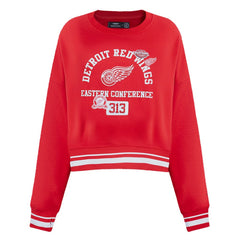Detroit Red Wings Pro Standard Women's Area Code Cropped Pullover Sweatshirt Red
