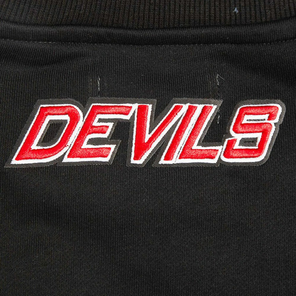 New Jersey Devils Pro Standard Women's Area Code Cropped Pullover Sweatshirt Black