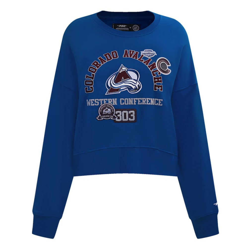 Colorado Avalanche Pro Standard Women's Area Code Cropped Pullover Sweatshirt Blue
