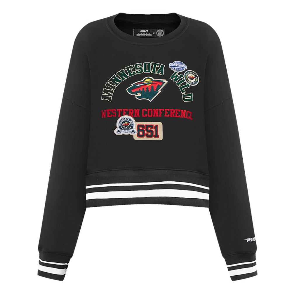 Minnesota Wild Pro Standard Women's Area Code Cropped Pullover Sweatshirt Black