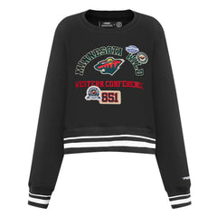 Minnesota Wild Pro Standard Women's Area Code Cropped Pullover Sweatshirt Black
