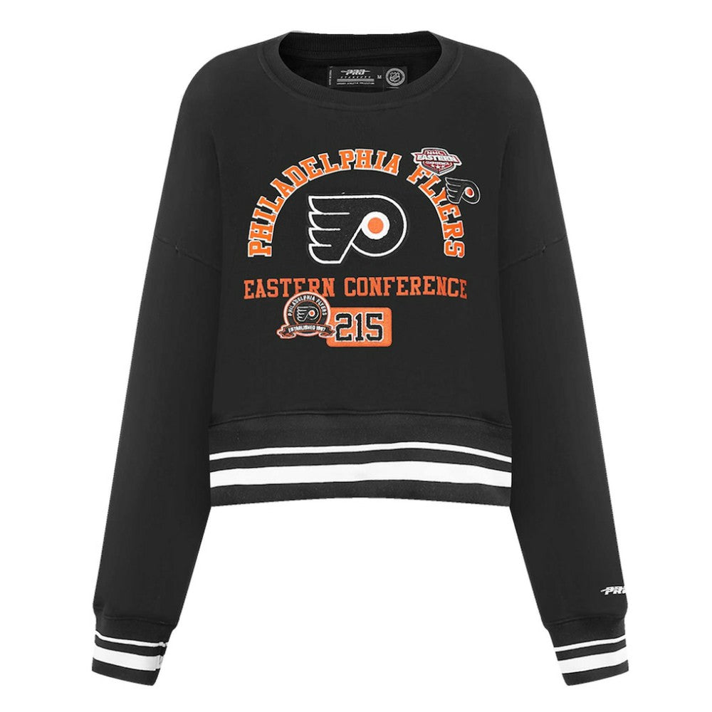 Philadelphia Flyers Pro Standard Women's Area Code Cropped Pullover Sweatshirt Black