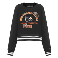 Philadelphia Flyers Pro Standard Women's Area Code Cropped Pullover Sweatshirt Black