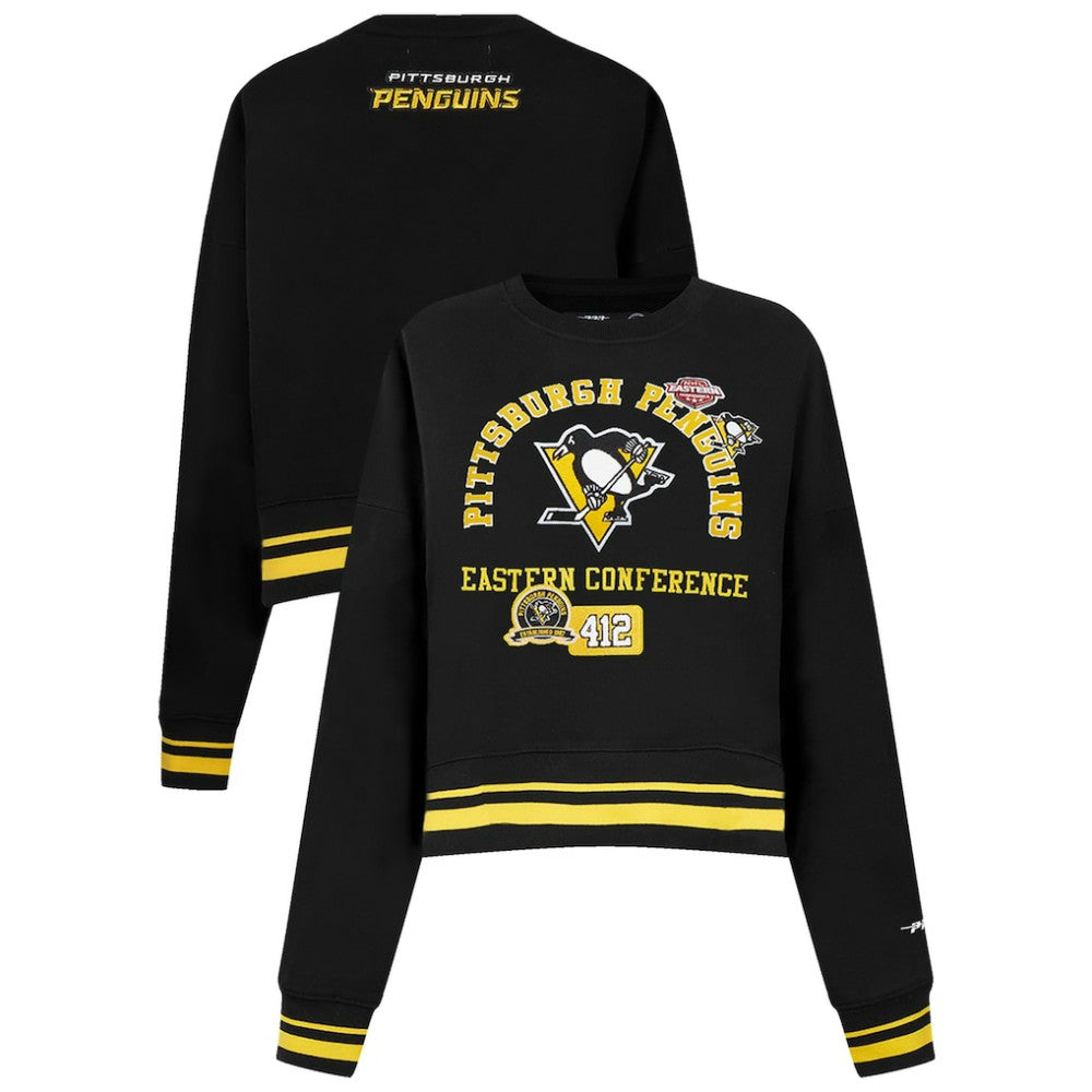 Pittsburgh Penguins Pro Standard Women's Area Code Cropped Pullover Sweatshirt Black