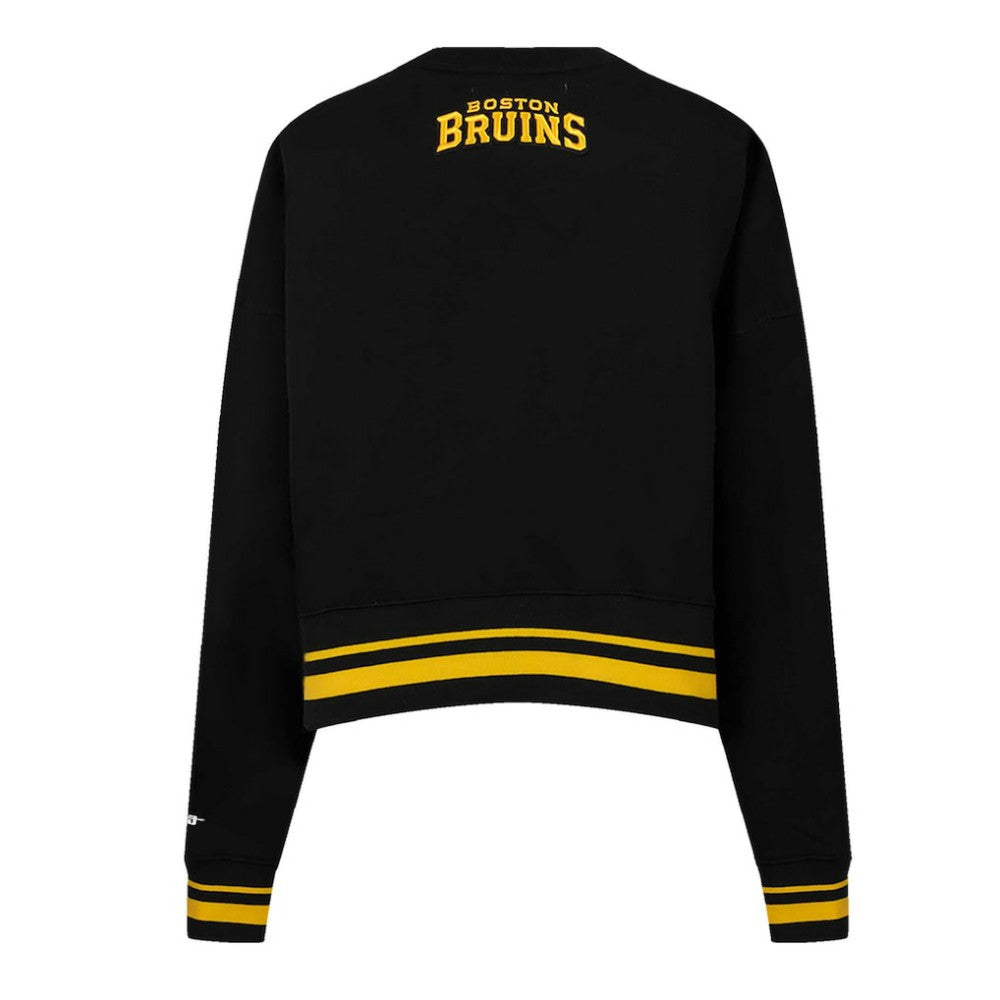Boston Bruins Pro Standard Women's Area Code Cropped Pullover Sweatshirt Black
