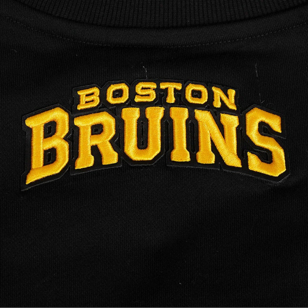 Boston Bruins Pro Standard Women's Area Code Cropped Pullover Sweatshirt Black